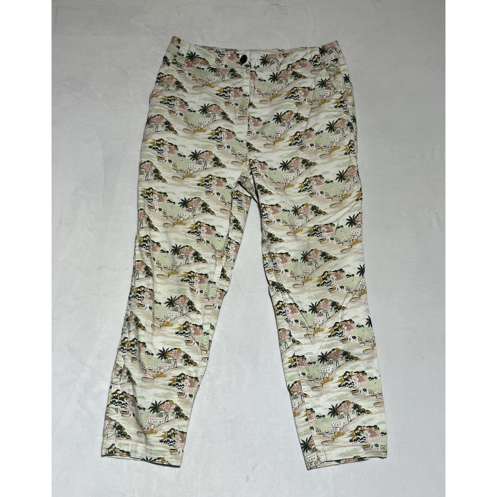 Boden Paradise Bay Chino Pants Womens 8 Tropical Print Cropped